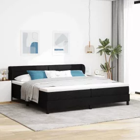   vidaXL Boxrugós ágy matracmal fejtámlával Fekete 200 x 200 cm szövet
