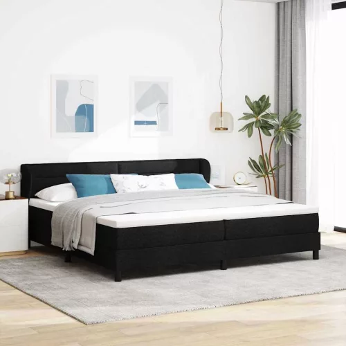 vidaXL Boxrugós ágy matracmal fejtámlával Fekete 200 x 200 cm szövet