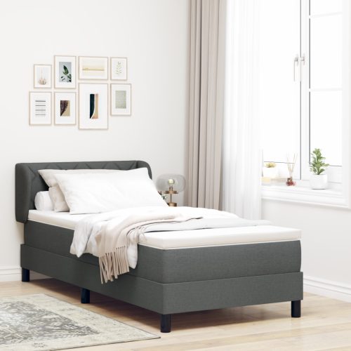 Boxspring Ágy Mattal Sötétszürke 90x190 cm Szövet