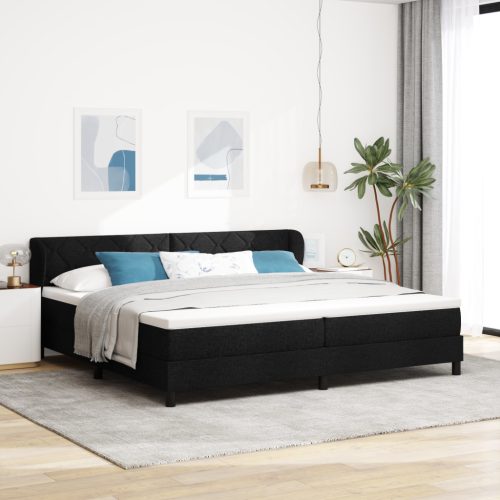 Fekete Box Spring Ágy Mattal, 200x200 cm, Szövet