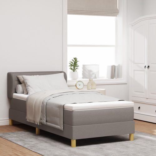 Boxspringágy matraccal, világosszürke, 80x200 cm, textil