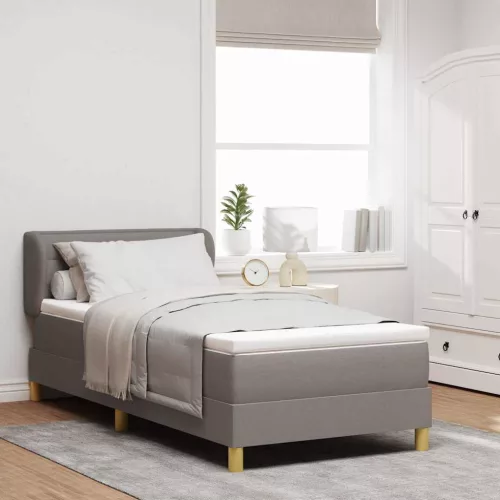 vidaXL Boxrugós ágy matracmal fejtámlával Tópszínű 80 x 200 cm szövet