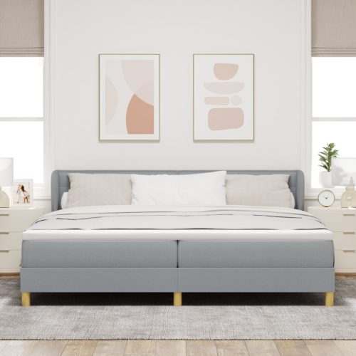 Boxspring Ágy Matraccal - Világosszürke, 200x200 cm, Szövet