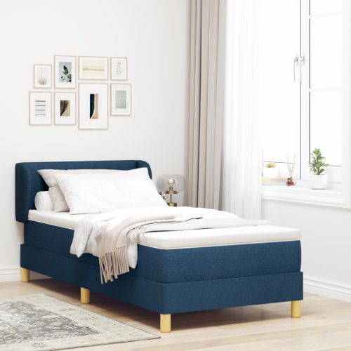 Boxspring Ágy Mattal Kék Színben, 90x200 cm, Szövet