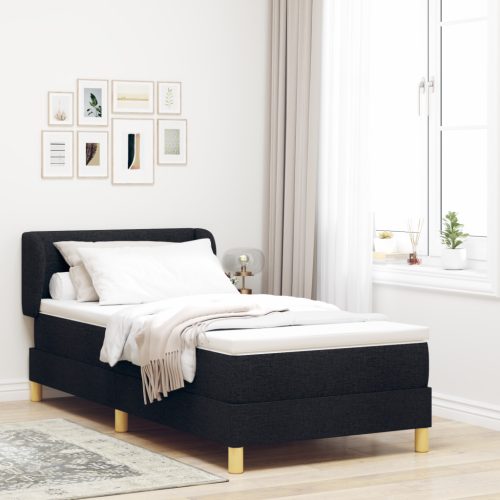 Fekete Szövet Boxspring Ágy Matrac 100x200 cm