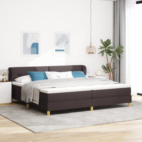 Boxspring Ágy Matrac Sötét Barna 200x200 cm Szövet