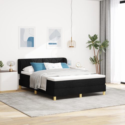 Boxspring Ágy Mattal - Fekete, 140x200 cm, Szövet