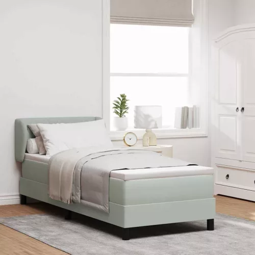 vidaXL Boxrugós ágy fejtámlával Világosszürke 80 x 200 cm Bársony