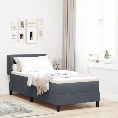 vidaXL Boxrugós ágy fejtámlával Sötétszürke 80 x 200 cm Bársony