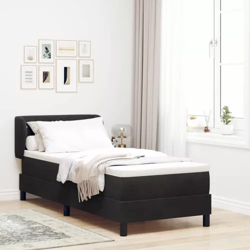 vidaXL Boxrugós ágy fejtámlával Fekete 80 x 200 cm Bársony