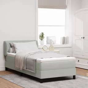   vidaXL Boxrugós ágy fejtámlával Világosszürke 100 x 200 cm Bársony