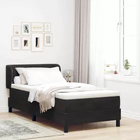   vidaXL Boxrugós ágy fejtámlával Fekete 100 x 200 cm Bársony