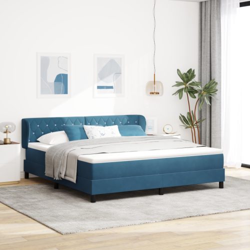 Boxspring Ágy Matrac Kék 180x200 cm Bársonyos
