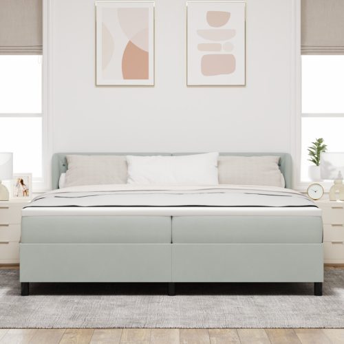 Boxspring Ágy Matrac, Világosszürke, 200x200 cm, Bársony