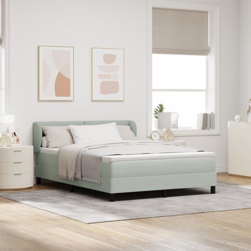 Boxspring Ágy Matrac Kép Sötétszürke 140x200 cm Bársony