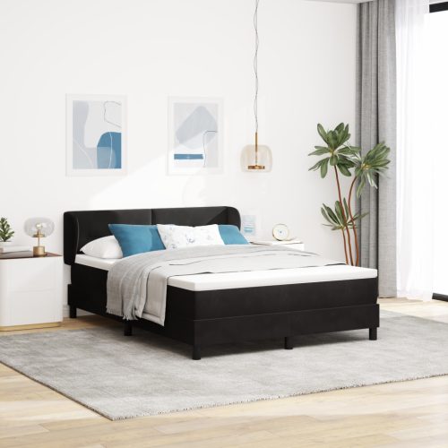 Box Spring Ágy Mattal Fekete 140x200 cm Bársonyos