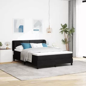   vidaXL Boxrugós ágy fejtámlával Fekete 160 x 200 cm Bársony