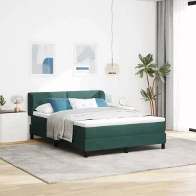   vidaXL Boxrugós ágy fejtámlával Sötétzöld 160 x 200 cm Bársony