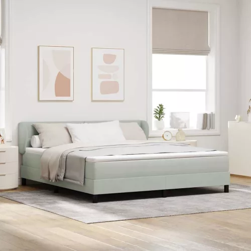 vidaXL Boxrugós ágy fejtámlával Világosszürke 180 x 200 cm Bársony