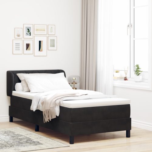 Boxspring Ágy Matraccal Fekete 90x190 cm Bársony