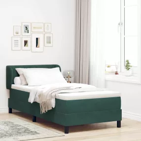   vidaXL Boxrugós ágy fejtámlával Sötétzöld 90 x 190 cm Bársony