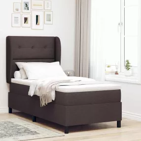   vidaXL Boxrugós ágy matracmal sötétbarna 80 x 200 cm szövet