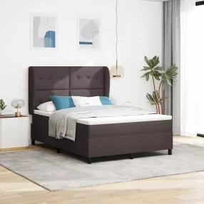   vidaXL Boxrugós ágy matracmal sötétbarna 140 x 190 cm szövet