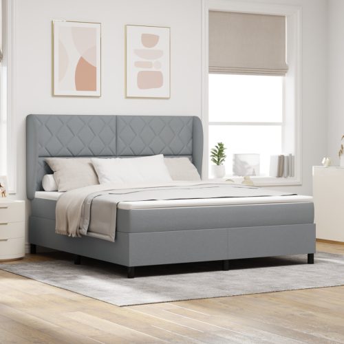 Boxspring Ágy Matraccal - Világosszürke, 180x200 cm, Anyag