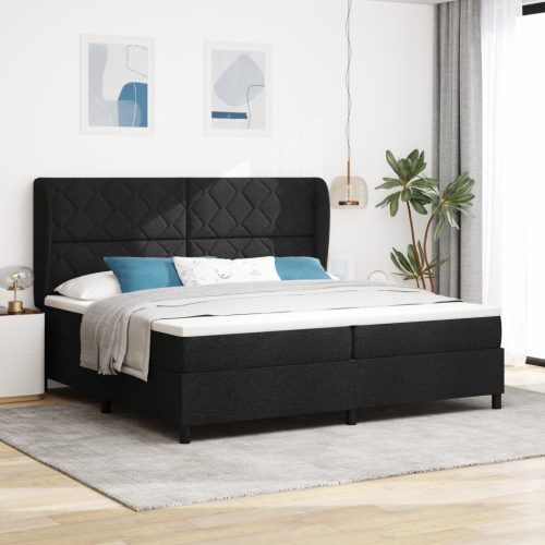 Box Spring Ágy Matraccal, Fekete, 200x200 cm, Szövet