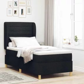   vidaXL Boxrugós ágy matracmal fejtámlával Fekete 200 x 90 cm szövet