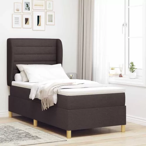 vidaXL Boxrugós ágy matracmal Sötét Barna 200 x 100 cm szövet