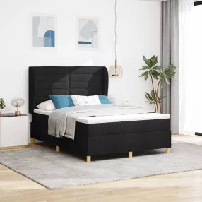   vidaXL Boxrugós ágy matracmal fejtámlával Fekete 200 x 140 cm szövet