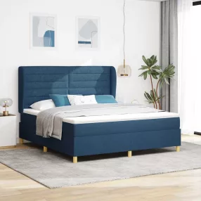   vidaXL Boxrugós ágy matracmal fejtámlával Kék 200 x 180 cm szövet