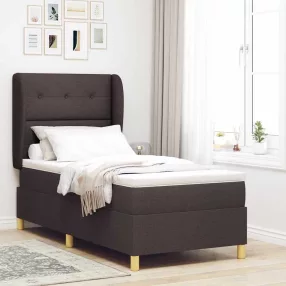  vidaXL Boxrugós ágy matracmal Sötét Barna 200 x 80 cm szövet