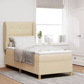   vidaXL Boxrugós ágy matracmal fejtámlával Krém 200 x 80 cm szövet