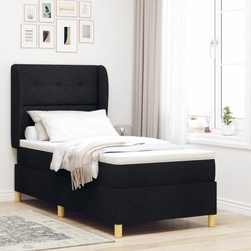 Boxspring Ágy Matracral Fekete 100x200 cm Szövet