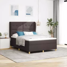   vidaXL Boxrugós ágy matracmal Sötét Barna 200 x 160 cm szövet