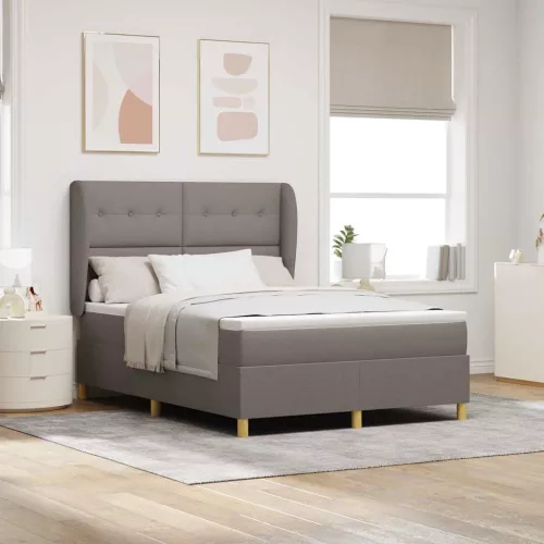 vidaXL Boxrugós ágy matracmal fejtámlával Tópszínű 200 x 160 cm szövet