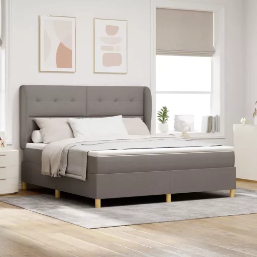 vidaXL Boxrugós ágy matracmal fejtámlával Tópszínű 200 x 180 cm szövet