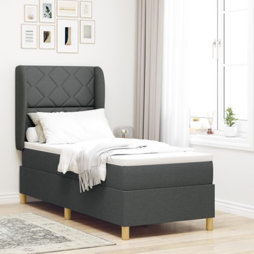 Boxspring Ágy Matracokkal Sötét Szürke 80x200 cm Szövet