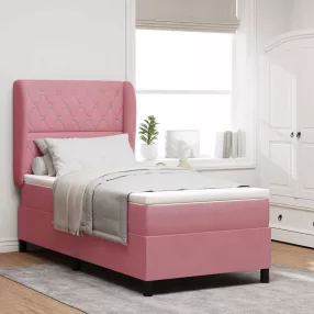   vidaXL Boxrugós ágy matracmal Rózsaszín 190 x 90 cm Bársony