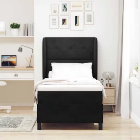   vidaXL Boxrugós ágy matracmal fejtámlával Fekete 200 x 80 cm Bársony