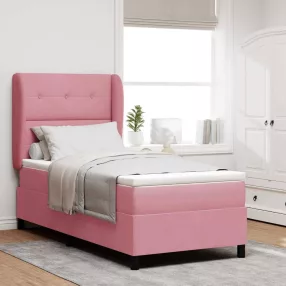   vidaXL Boxrugós ágy matracmal Rózsaszín 200 x 80 cm Bársony