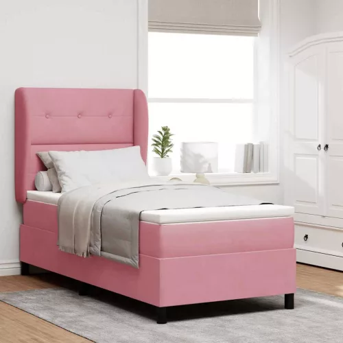 vidaXL Boxrugós ágy matracmal Rózsaszín 200 x 80 cm Bársony