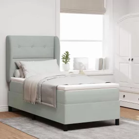   vidaXL Boxrugós ágy matracmal Világosszürke 190 x 90 cm Poliészter