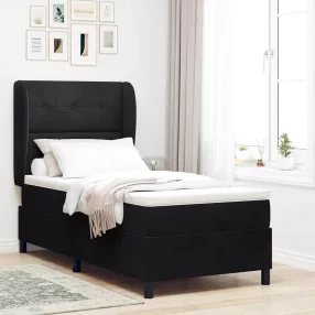   vidaXL Boxrugós ágy matracmal fejtámlával Fekete 200 x 90 cm Bársony