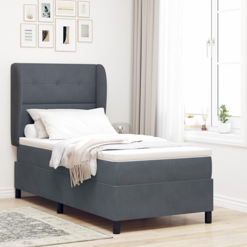 Boxspring Ágy Matracról Sötétszürke 100x200 cm Bársony