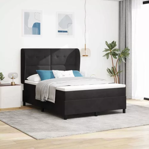 vidaXL Boxrugós ágy matracmal Fekete 200 x 160 cm Poliészter