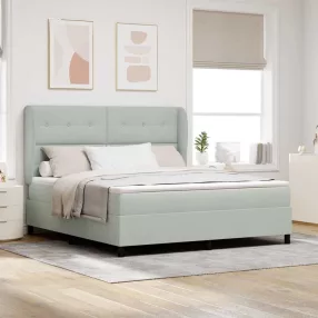   vidaXL Boxrugós ágy matracmal Világosszürke 200 x 180 cm Poliészter