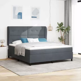   vidaXL Boxrugós ágy matracmal Sötétszürke 200 x 180 cm Bársony
